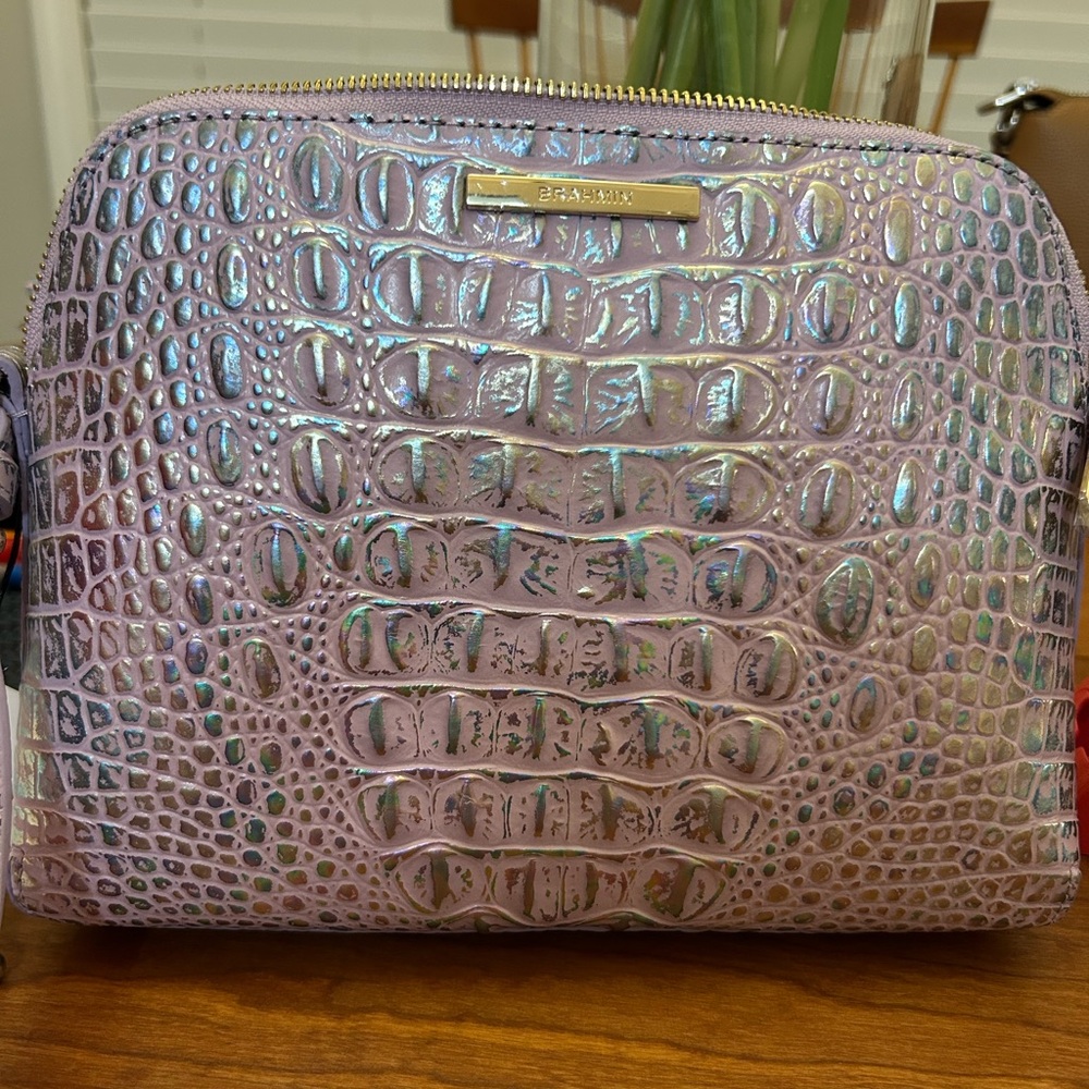 Brahmin Mini Sydney Violet Wonderland Melbourne Leather Crossbody & Card Case - Picture 13 of 15